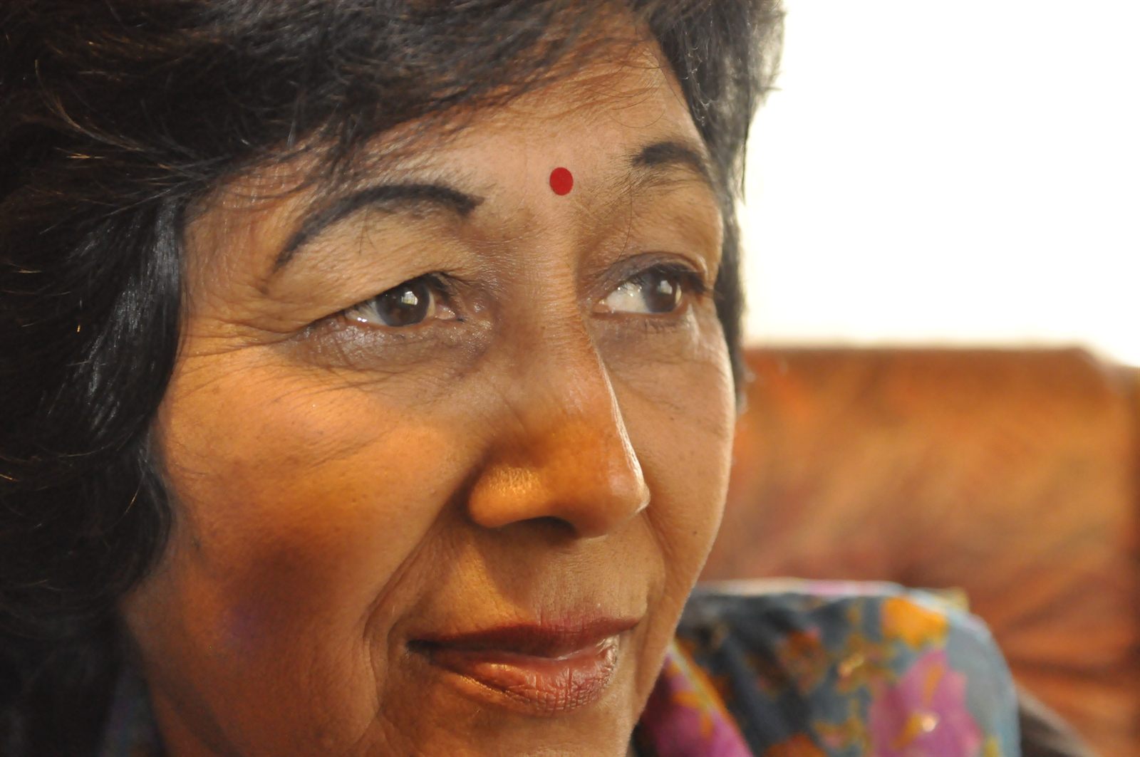 A grandmother’s gentle, thoughtful expression